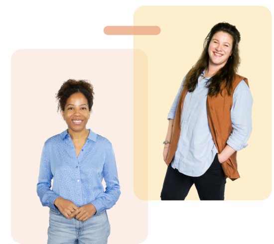 twee personen met gekleurde achtergronden